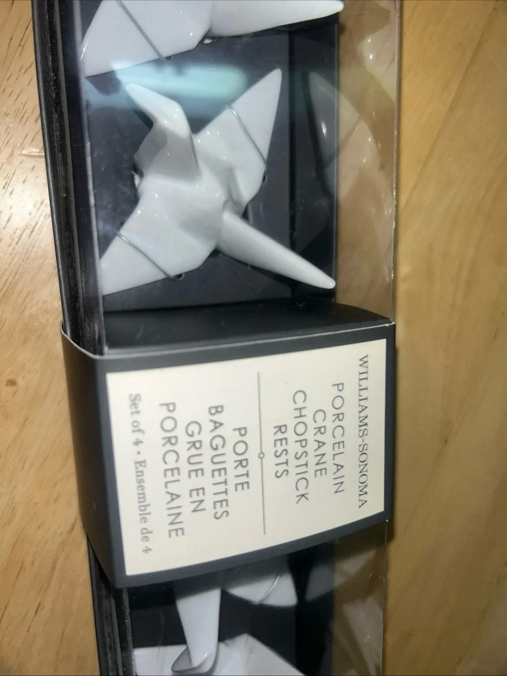 New In Box Williams Sonoma Porcelain Origami Crane Bird Chopstick Rests Set of 4